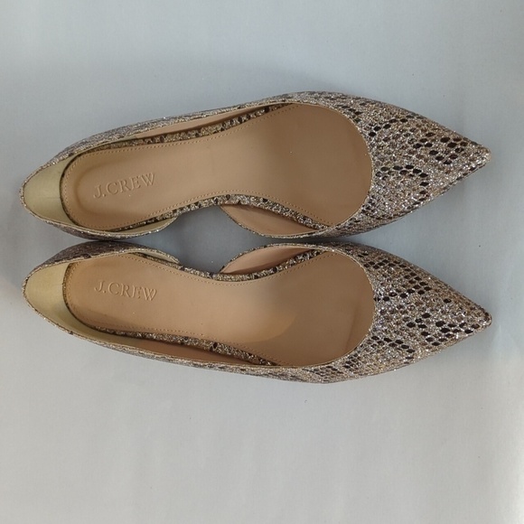 J. Crew Audrey Glitter Snakeskin Pattern Flats - Picture 9 of 12